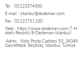 Dedeman Istanbul Otel iletiim bilgileri